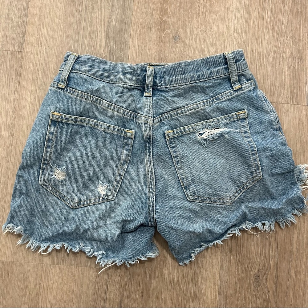 Free People We the Free Distressed High Rise Jean Shorts - Picture 3 of 3
